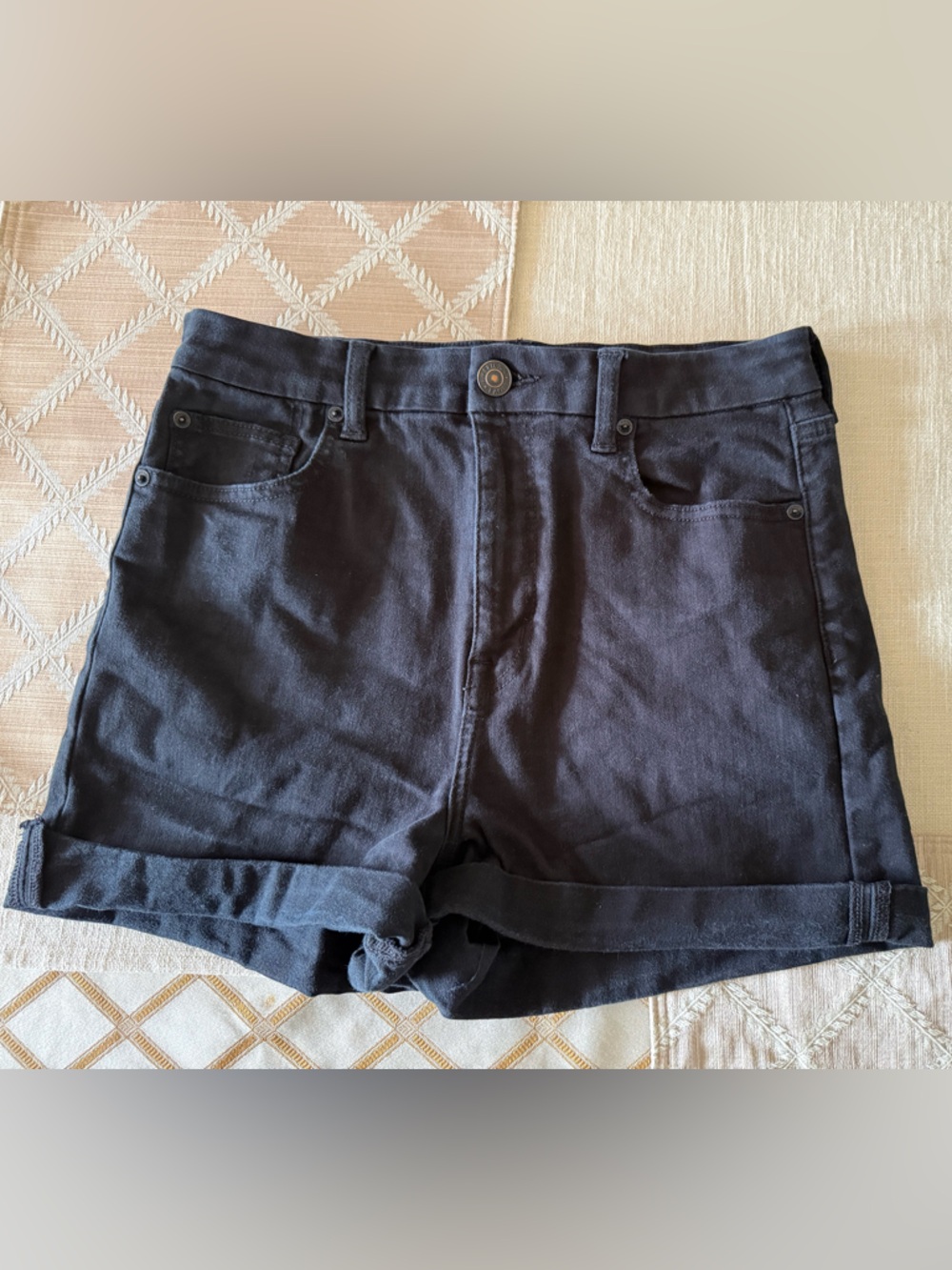 American Eagle Outfitters Curvy Super Hi-Rise Shortie Denim Shorts Black Size 12